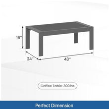 Seeheool Outdoor Coffee Table with Metal Frame for Patio Backyard Garden Pool Porch Lawn 43" x 24" x 16" Gray