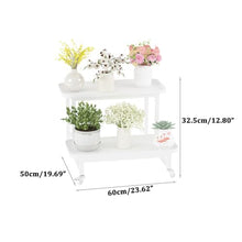 Metal Plant Stand Outdoor Flower Pot Stand 2-Tier Flower Display Rack Cream Style Plants Ladder Frame Multifunctional Home Storage Rack Waterproof Plant Shelf Abrasion Flower Rack For Corner