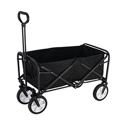 WAFEOGK Portable Utility Wagon Home Garden Cart with Storage Basket Folding Camping Outdoor 4 Wheels Beach Trolley