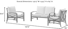 Crosley Furniture Kaplan 3-Piece Outdoor Loveseat Set White with Mist Cushions