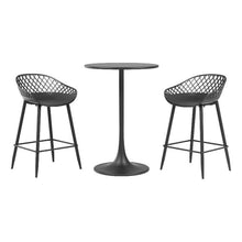 Afuera Living 3-Piece Counter Height Bistro Set, Black, Indoor/Outdoor Use, Midcentury Minimalist Style, 24" x 36" Table with Ergonomic Molded Polypropylene Stools, Weatherproof Compact Dining Set