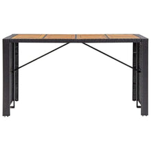 RJPLMFV 9 Piece Patio Bar Set Poly Rattan and Acacia Wood Black