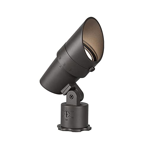 WAC Landscape Lighting, LED 120V Line Voltage Medium Size Accent Light with Adjustable Beam Angle and Integral Brightness Control 3000K Warm White Built-in LED in Solid Brass Coated with Bronze