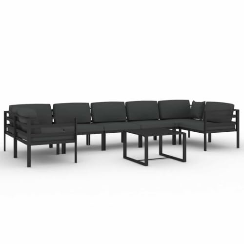 MNCVXAXG 8 Piece Patio Lounge Set with Cushions Aluminum Anthracite