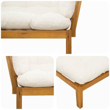 Molumvel Acacia Wood Garden Pallet Sofa Set, 2 Piece Outdoor Corner Lounge Furniture with Cream White Cushions, Weather Resistant Patio Seating