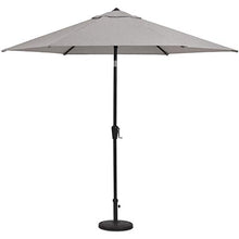 Hanover Lavallette 7-Piece Modern Outdoor Dining Set with Umbrella, 2 Swivel Rockers & 4 Chairs, Silver