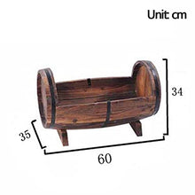 XJJUN Barrel Planter, Beer Barrel Flower Boxes Outdoor Vegetable Pot Flower Trough Balcony Flower Stand, for Patio Garden (Color : Brown, Size : 60x35x34cm)