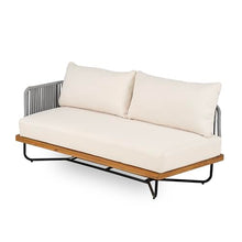 Christopher Knight Home Serena 8 Seater Outdoor Sofa Set with Cushions, Acacia Wood Patio Lounge Sofa with Woven Rope Back, Spacious Seating Couch for Backyard Garden Porch, Teak + Beige