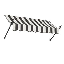 Awntech 6' New Orleans (76.5"-24"-16") Fixed Awning with Spear Arms, Black/White Stripe