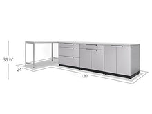 NewAge Products Classic Series 4PC Stainless Steel Modular Outdoor Kitchen Set with Prep Table - 24" D x 120" W x 35.5" H