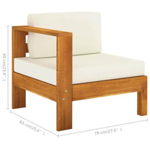 Molumvel 6 Piece Garden Lounge Set with Cushions, Solid Acacia Wood Outdoor Patio Furniture, Cream White Seat and Back Pillows, Garden Balcony Seating