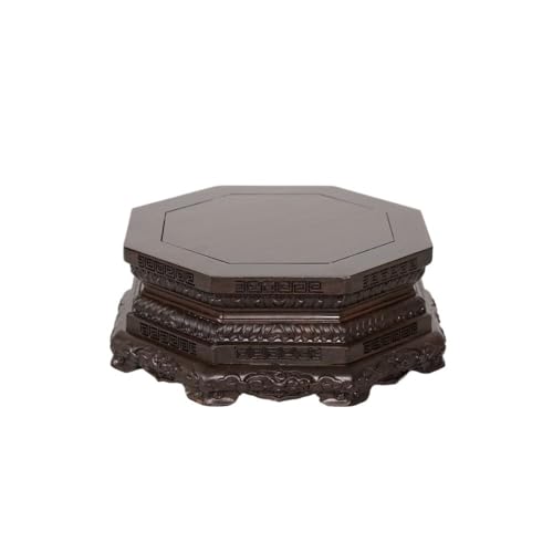QUANGJN Pcs Plants Saucers Ebony Octagonal Buddha Statue Base Solid Wood Ornaments Handicraft Flower Pot Bracket Plant Pot Saucers,1