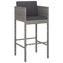 LKJVFCPW 5 Piece Outdoor Bar Set, Poly Rattan Pub Table and 4 Stools with Cushions for Patio, Garden, Balcony, Grey