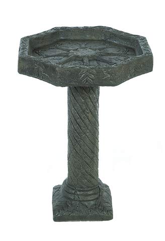 Solid Rock Stoneworks Old World Birdbath- Graphite- 23" Tall x 18" d