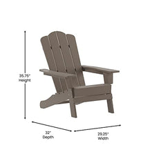 Flash Furniture Newport Adirondack Chairs with Cup Holders, Weather Resistant Poly Resin Adirondack Chairs, Set of 4, Brown