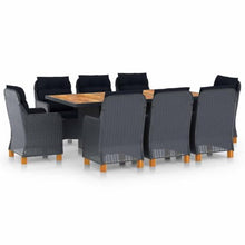 Molumvel 9 Piece Patio Dining Set, Outdoor Garden Furniture Table and 8 Chairs with Cushions, Dark Gray Poly Rattan