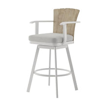 HomeRoots 40" Gray Metal Swivel Outdoor Counter Height Bar Chair with Footrest Grey