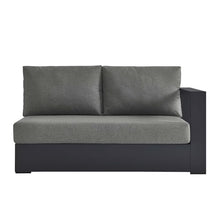Modway Tahoe Aluminum Modular Right-Facing Outdoor Patio Loveseat in Gray Charcoal with Weather-Resistant Cushions, Couch for Garden Backyard, Poolside