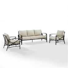Afuera Living 3-Piece Metal Outdoor Sofa Set, Oatmeal/Oil Rubbed Bronze Finish, Steel Construction, Weatherproof Cushions, Transitional Patio Furniture Seating for 5, Sofa and 2 Armchairs