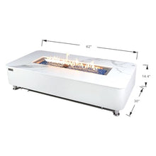 Athens Concrete Fire Pit 62" x 30" Patio Firepit Includes Fire Glass Modern Fire Pits & Outdoor Fireplaces for Garden, Deck, Indoor & Outdoor Heating
