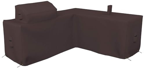 Covers & all Outdoor Kitchen Island Cover, Customize Left Right & Straight Shapes,12 Oz Waterproof UV & Weather Resistant Patio BBQ Grill Island protector with Handles Air Vents (Coffee)