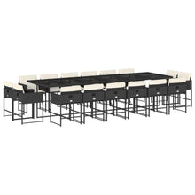 AMBERARD Patio Dining Set Set of 16 Black PE Rattan Large Foldable Furniture Set