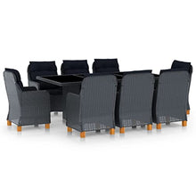 Heofavd Dark Grey Outdoor Dining Set PE Rattan 8 Seater Rectangular Patio Furniture Set with Removable Cushions Powder Coated Steel Frame for Garden Terrace Balcony Backyard