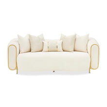 Michael Amini Sassani Chenille Loveseat - Crepe/Gold