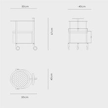 KJLYLPP Art Side Table, Stainless Steel Double-Layer Storage Trolley, Coffee Table Removable Side Table, Multifunctional Storage Basket, Suitable for Furniture Decoration