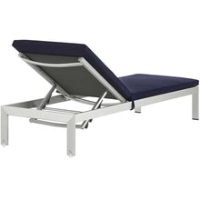 Pemberly Row Aluminum Patio Chaise Lounge Set of 4 Navy