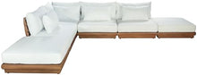 Meridian Furniture 111White-Sec6E Mirella Collection Modern | Contemporary Outdoor Patio L-Shaped 6pc. Modular Sectional with Solid Teak Frame, Water Resistant Fabric, 149" W x 112" D x 27" H, White