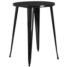 BOWERY HILL 3 Piece Patio Pub Set, 30" Round Metal Table and 2 Bar Stools, Black Powder Coat Finish, Indoor and Outdoor Use, Commercial and Residential Pub Dining Set, Retro Bistro Style