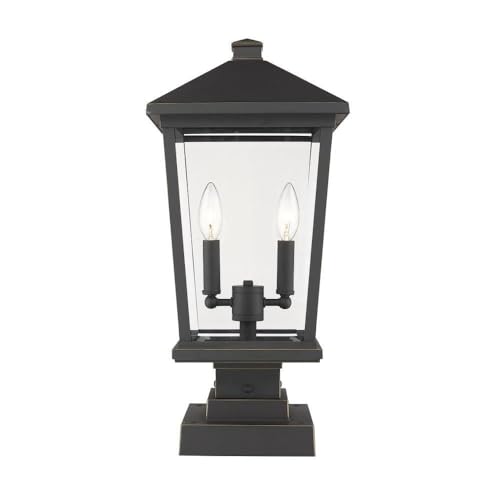 Z-Lite 568PHBS-SQPM-ORB 2 Light Outdoor Pier Mounted Fixture, Oil Rubbed Bronze