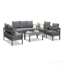 callmego Premium All-Weather Wicker Patio Loveseat with Thick Cushioned Seating and Rust-Resistant Aluminum Frame for Outdoor Living Spaces (Gray+Gray + Olefin-1)