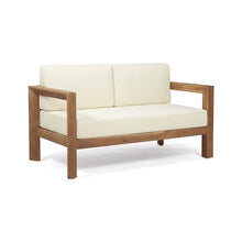 Merax 2-Piece Outdoor Acacia Wood Loveseat & Coffee Table Set
