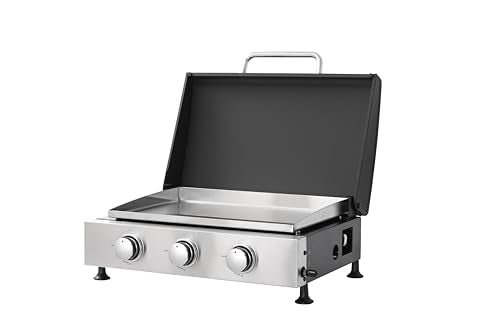 Premium 3-Head Gas BBQ Grill, Durable Enamel Body, Cast Iron Grates, 28650 BTU Output