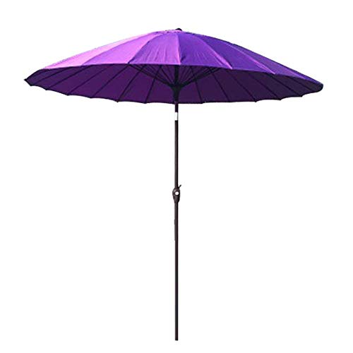 JDXQBLD Outdoor Garden Parasol Umbrella |2.7M| Round/Tiltable/with Crank / 38MM Umbrella Pole, for Terrace/Patio/Balcony/Coffee Table - Without Base，Purple