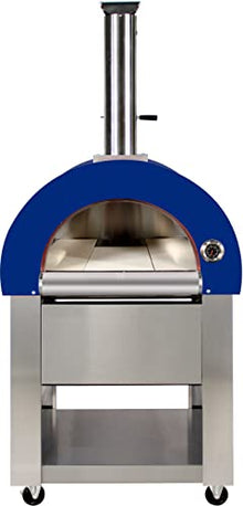 31" Outdoor Wood Fired Blue Stainless Steel Artisan Pizza Oven or Grill with Waterproof Cover