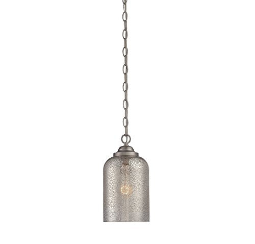 Savoy House 7-701-1-SN Bally Clear Glass Bell Pendant Light Fixture, 1-Light 60 Watt, 12" H x 7" W, Satin Nickel