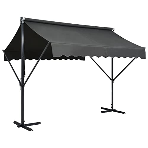 YUTAASU Free Standing Awning 118.1x118.1 Inch Anthracite, Powder Coated Steel Frame, Water-Repellent Polyester Canopy for Patio Garden Shade