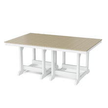 Wildridge Heritage 7-Piece 44"X72" Dining Set, Weathered Wood and White - Outdoor Weather Resistant Recycled Plastic Furniture for Patio