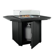 highwood Oasis 40" Fire Pit Table, 50,000 BTU with Glass Wind Guard and Rain Cover, Black