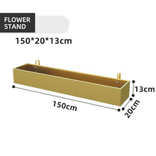 MOFGOE Hanging Flower Pot Planter for Railing, Large Metal Iron Planters, Fully Enclosed Balcony Flower Pot Planting Boxes, for Windowsill, Patio, Porch, Garden Balcony,Gold,150x20x13cm