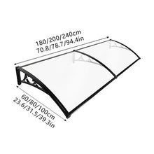UV Rain Snow Protection Patio Awning Black Polycarbonate Window Canopy 100x200cm Aluminum Bracket Front Door Sun Shade Cover Exterior Shutter