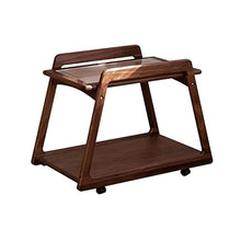 living room table Retro Solid Wood Cart Side Table End Table, Plant Stand with 2 Tier Open Shelf, Coffee Table Sofa Side Table Nightstand Bed Side Table with Wheels Home Décor outdoor side table