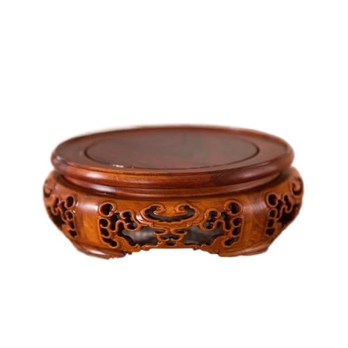 QUANGJN Pcs Plants Saucers Mahogany Round Teapot Fish Tank Buddha Statue Vase Flower Pot Base Rosewood Solid Wood Bracket Ornaments Plant Pot Saucers,