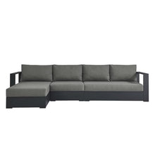 Modway Tahoe Modular Aluminum 3-Piece Outdoor Patio Furniture Gray Charcoal, Left-Facing Sectional Sofa Set with Weather-Resistant Cushions, Ideal for Deck, Backyard, Poolside