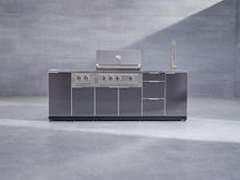 NewAge Products Classic Series 4PC Aluminum Slate Gray Modular Outdoor Kitchen Grill Island with 36" Performance Grill NG - 24"D x 52"W x 47.5"H