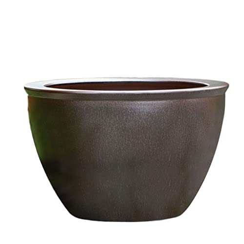 Planters Ceramic Courtyard Large Cylinder Retro Potted Flower Pot Ceramic Flower Pot with Drainage Hole Extra Large Flower Pot Nursery Pots (Color : A, Size : XXL)