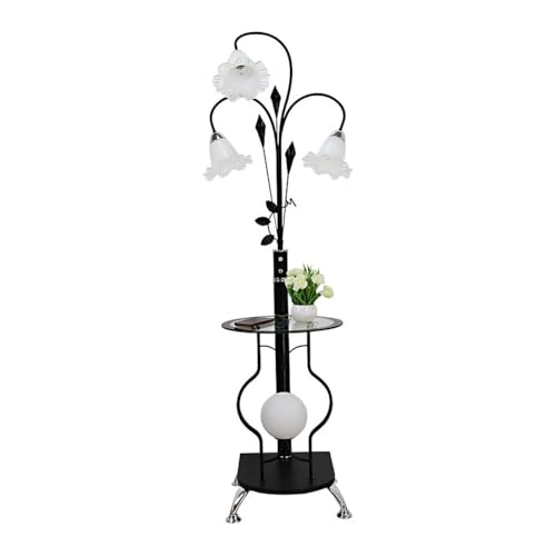 ZHONGCHENGWU Floor Lamp Modern LED Floor Lamp & Side Table with Sofa Feet for Living Room(Black)